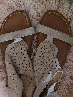 2 Lips Too Taupe Laser-Cut Thong Sandals